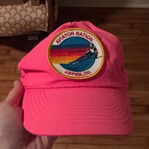 Aviator Nation Vibrant Pink Cap with Rainbow Patch